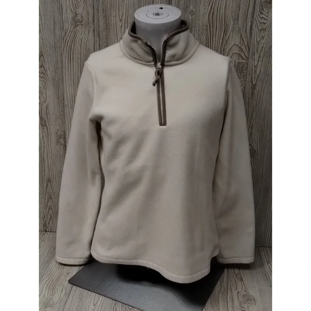 Old Navy Women Sweater Large Cream 1/4 Zip Long Sleeve Pullover Casual